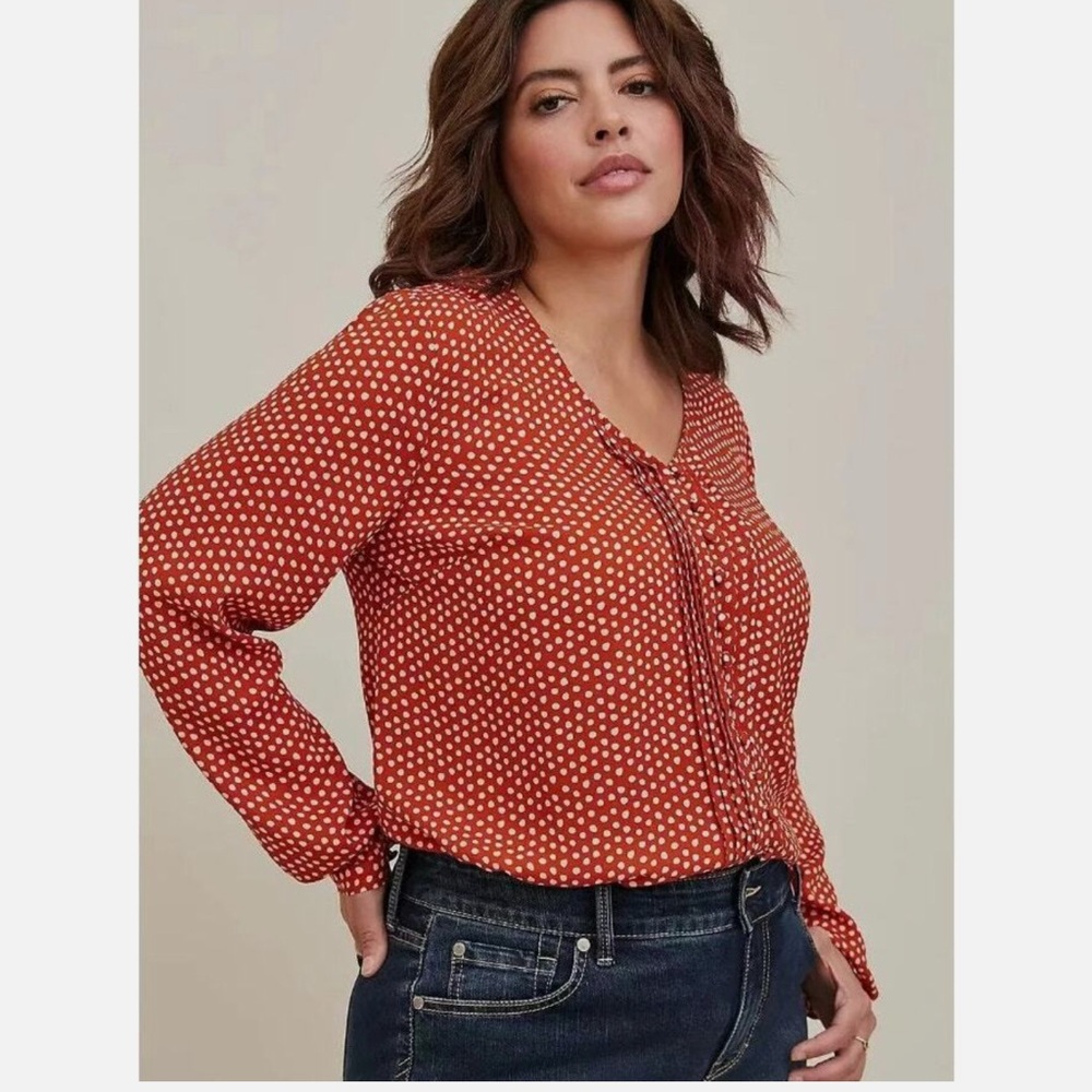 Torrid plus size Polka Dot Long Sleeve Blouse